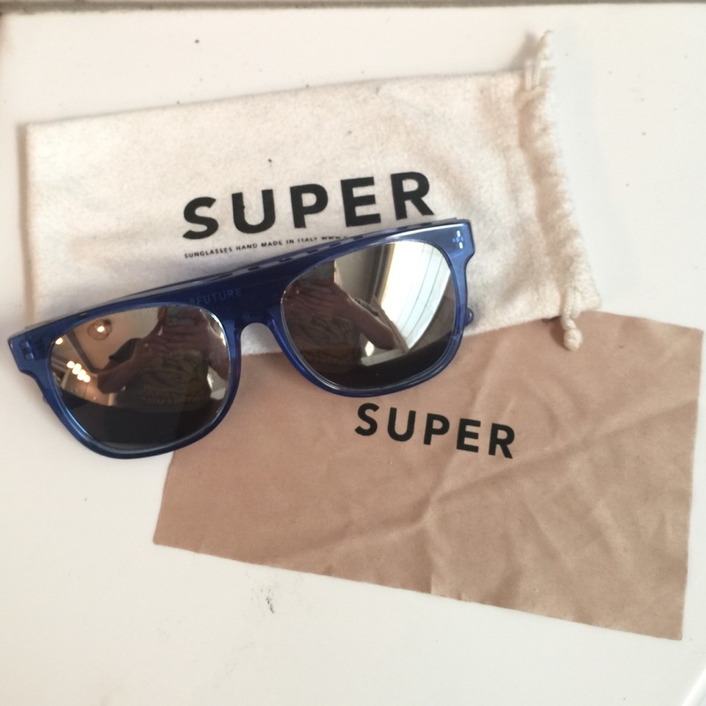 RETROSUPERFUTURE SUPER BLUE MIRRORED FLATTOP SUNGLASSES